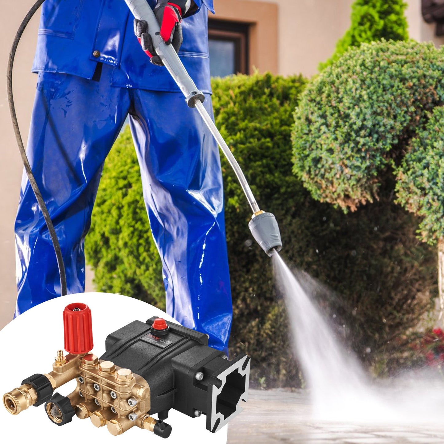 Pressure Washer Pump 3/4" Shaft 3700 PSI 2.5 GPM Replacement Kit for Gas Washers