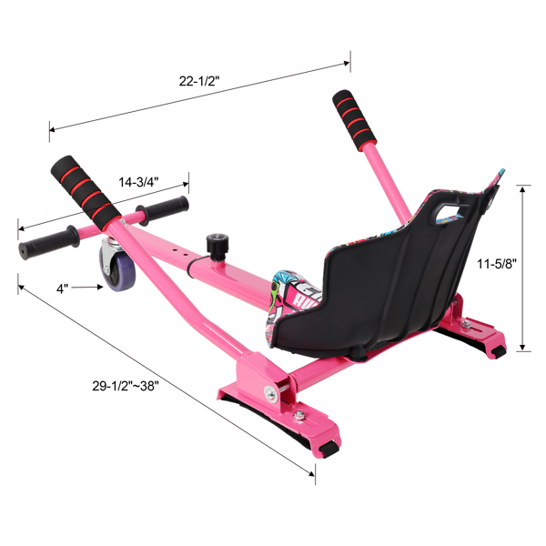 Hoverboard Go-Kart Seat Attachment - Adjustable Frame, Pink