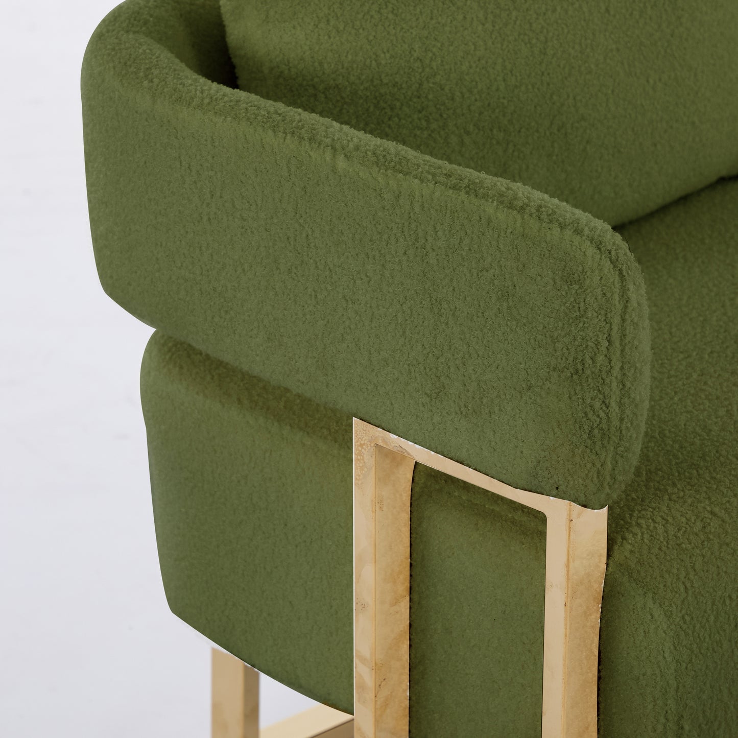 Modern Decorative Chair with Gold Metal Legs - Green