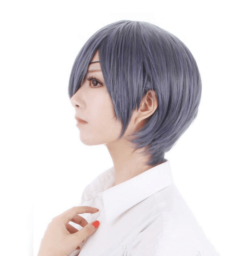 Men's Purple & Gray Mixed Color Short Wig