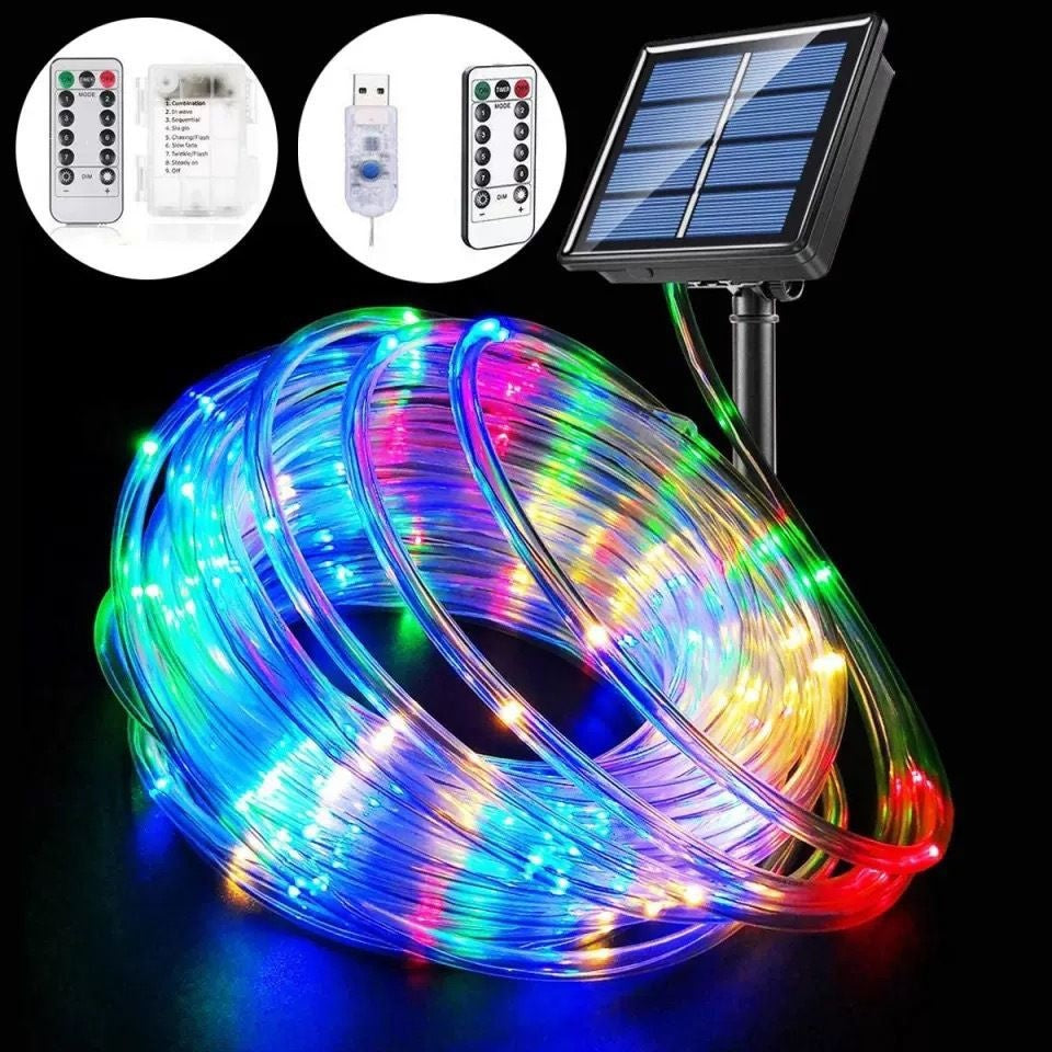 Solar Tube LED Outdoor Light Strip Waterproof Garden Decor 7M