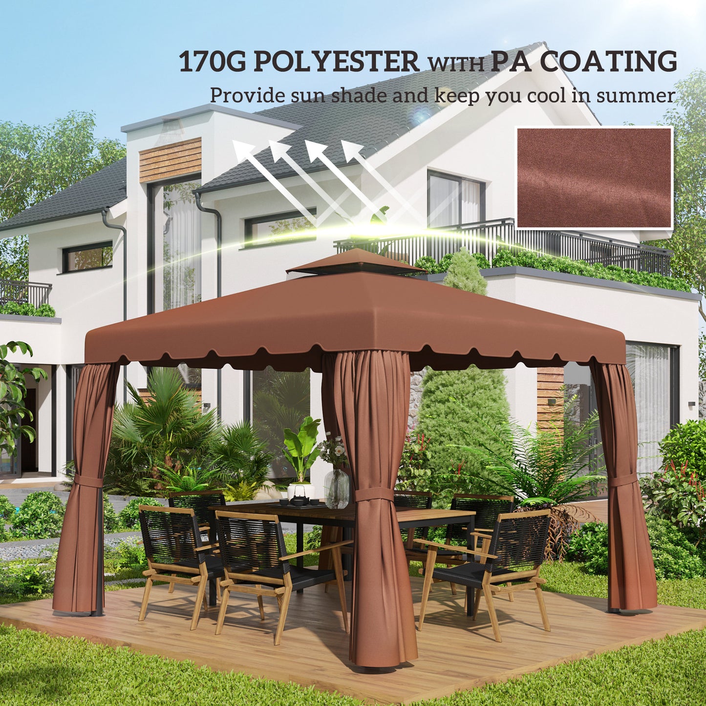 10 x 10 Gazebo Replacement Canopy - Coffee for Models 84C-051 & 84C-269