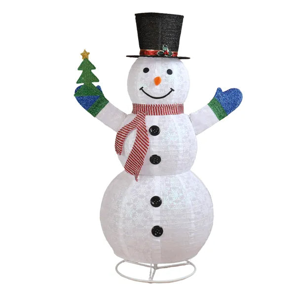 5.7FT Lighted Snowman with Tree - Christmas Outdoor Decor