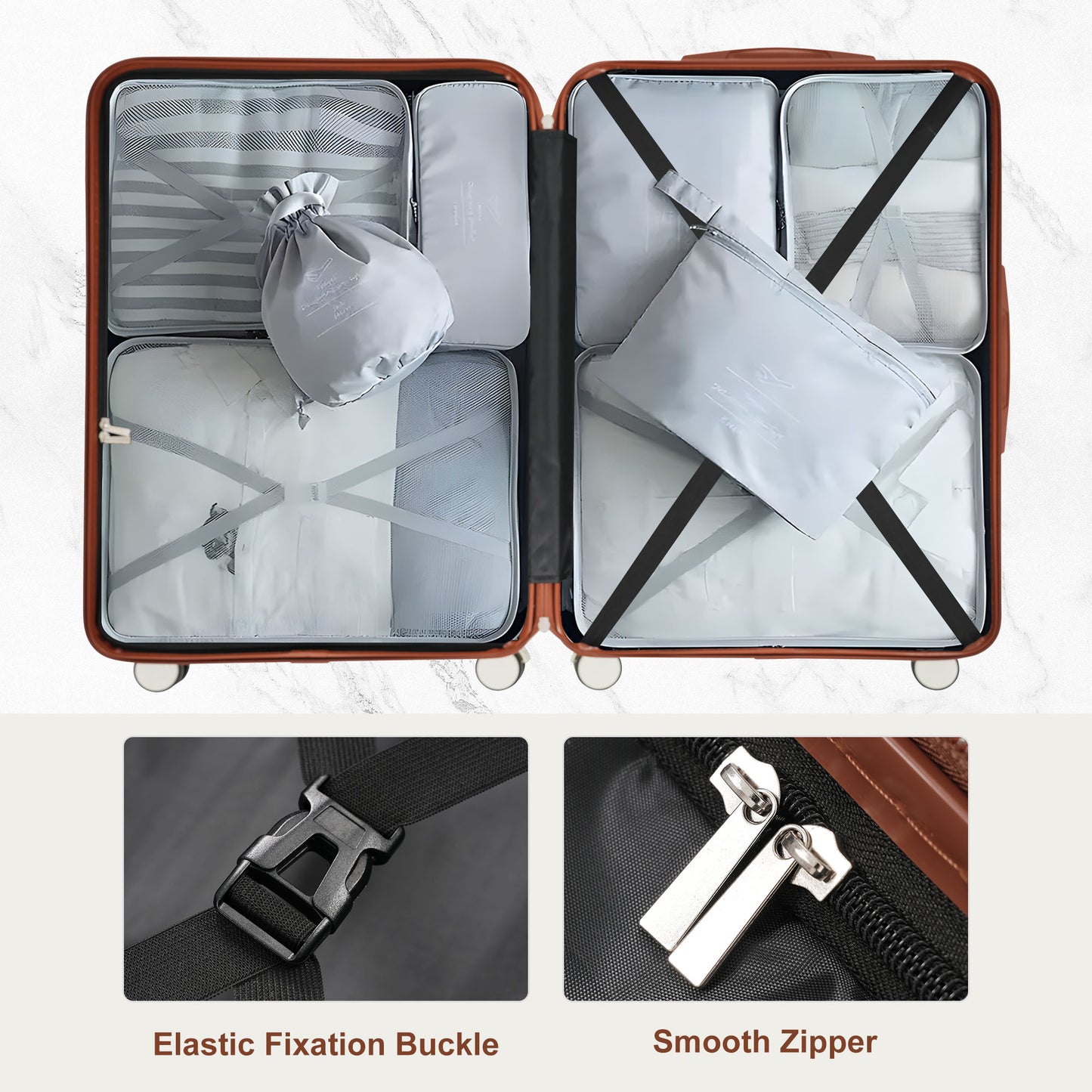 Expandable 6-Piece Hardside Luggage Set with TSA Lock - Ivory