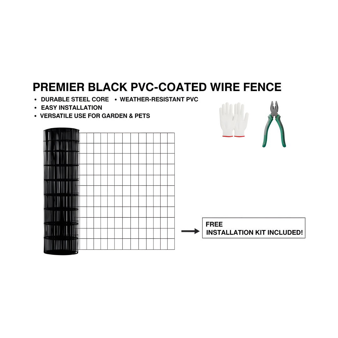48 Inch Black Vinyl-Coated Metal Mesh Fence Panel for Poultry & Pet Cages