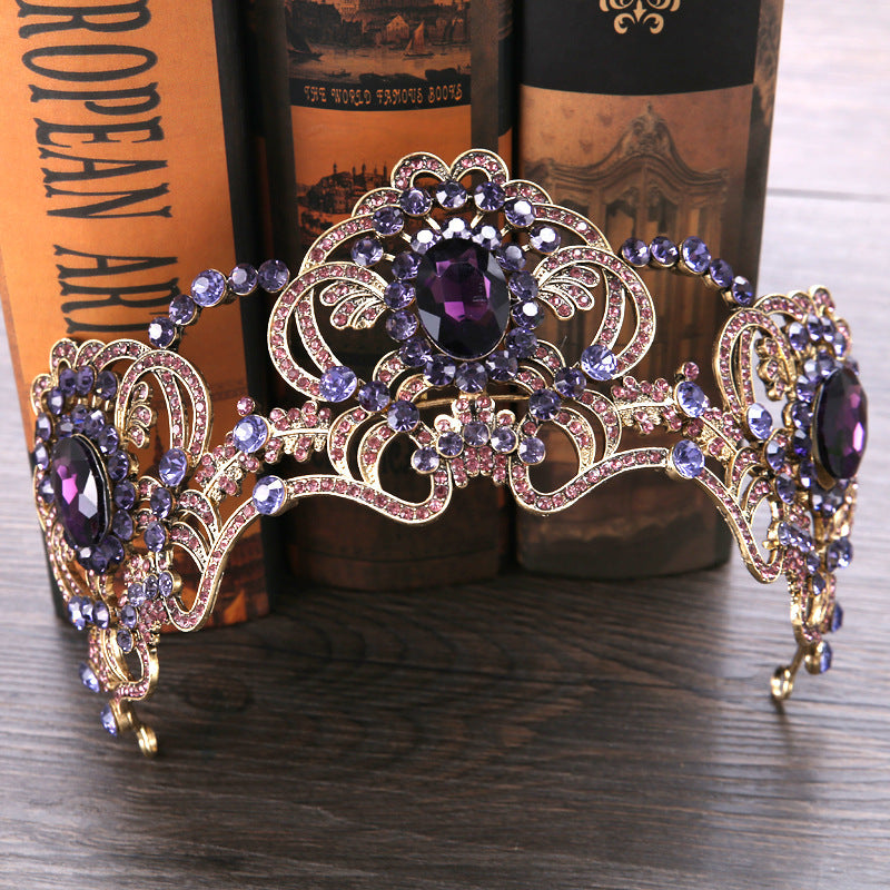 Amethyst Crystal Flower Alloy Headband - Purple