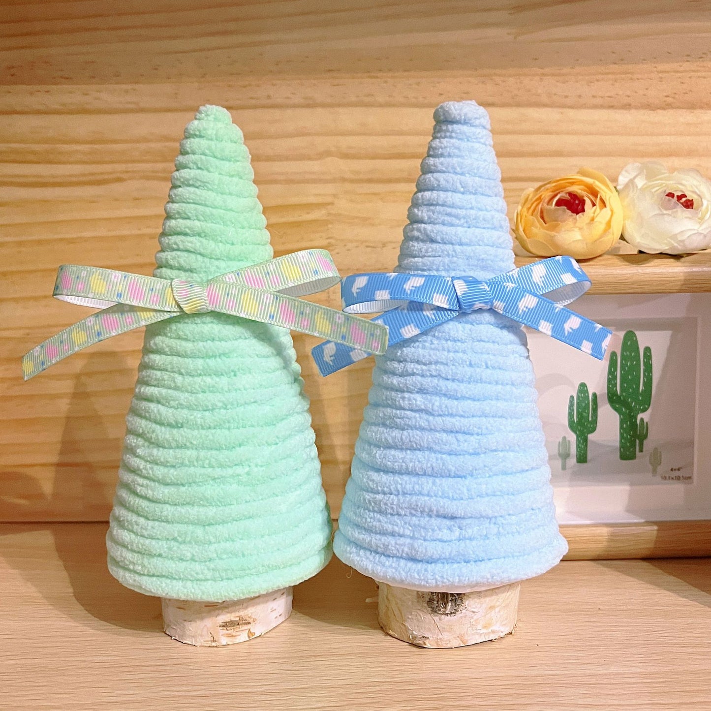 Creative Plush Decorative Desktop Ornaments - 5-Piece Wool Set, Handmade Home Decor