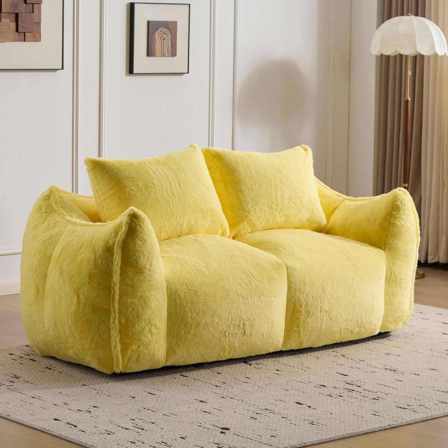 Giant Bean Bag Couch for Adults - Ultra Soft Loveseat Sofa, Yellow