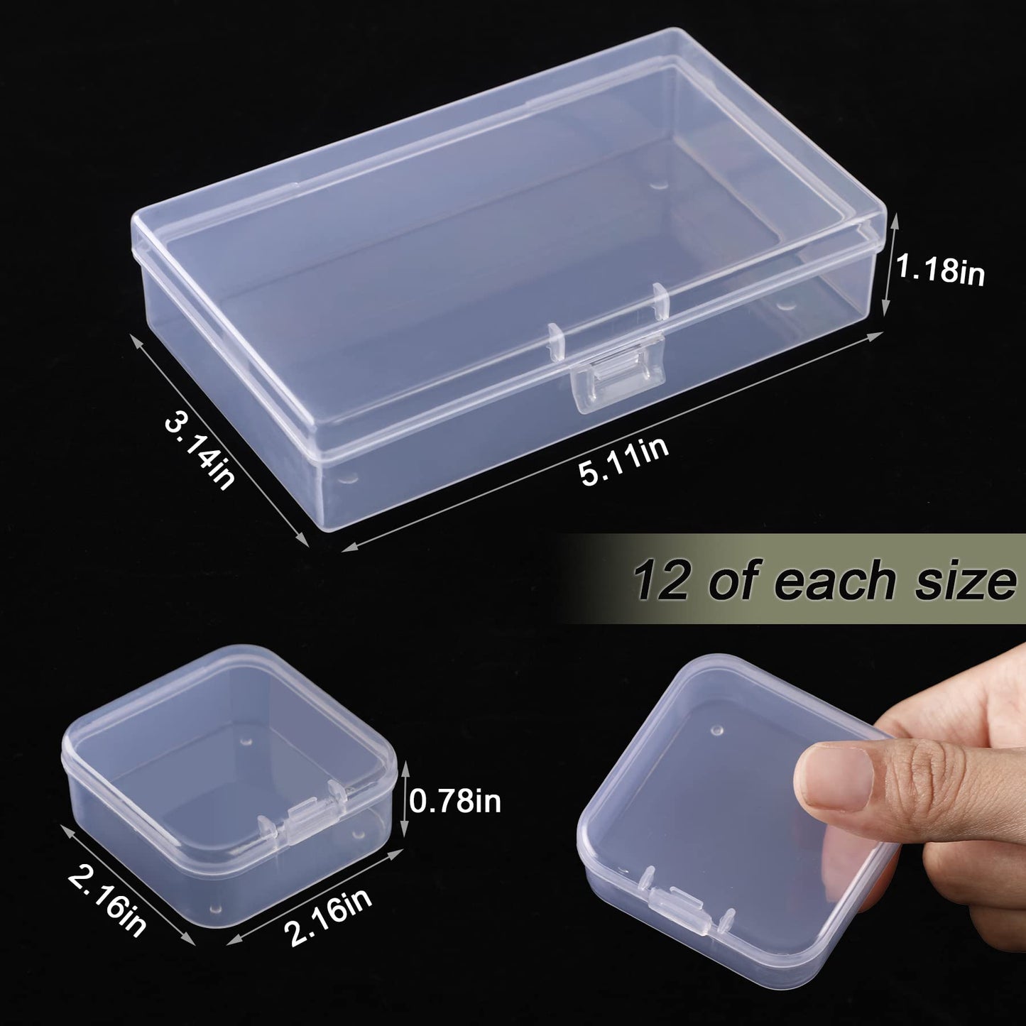 24 Pcs Clear Plastic Storage Containers with Lids - Small Organizers for Crafts, Beads, Jewelry