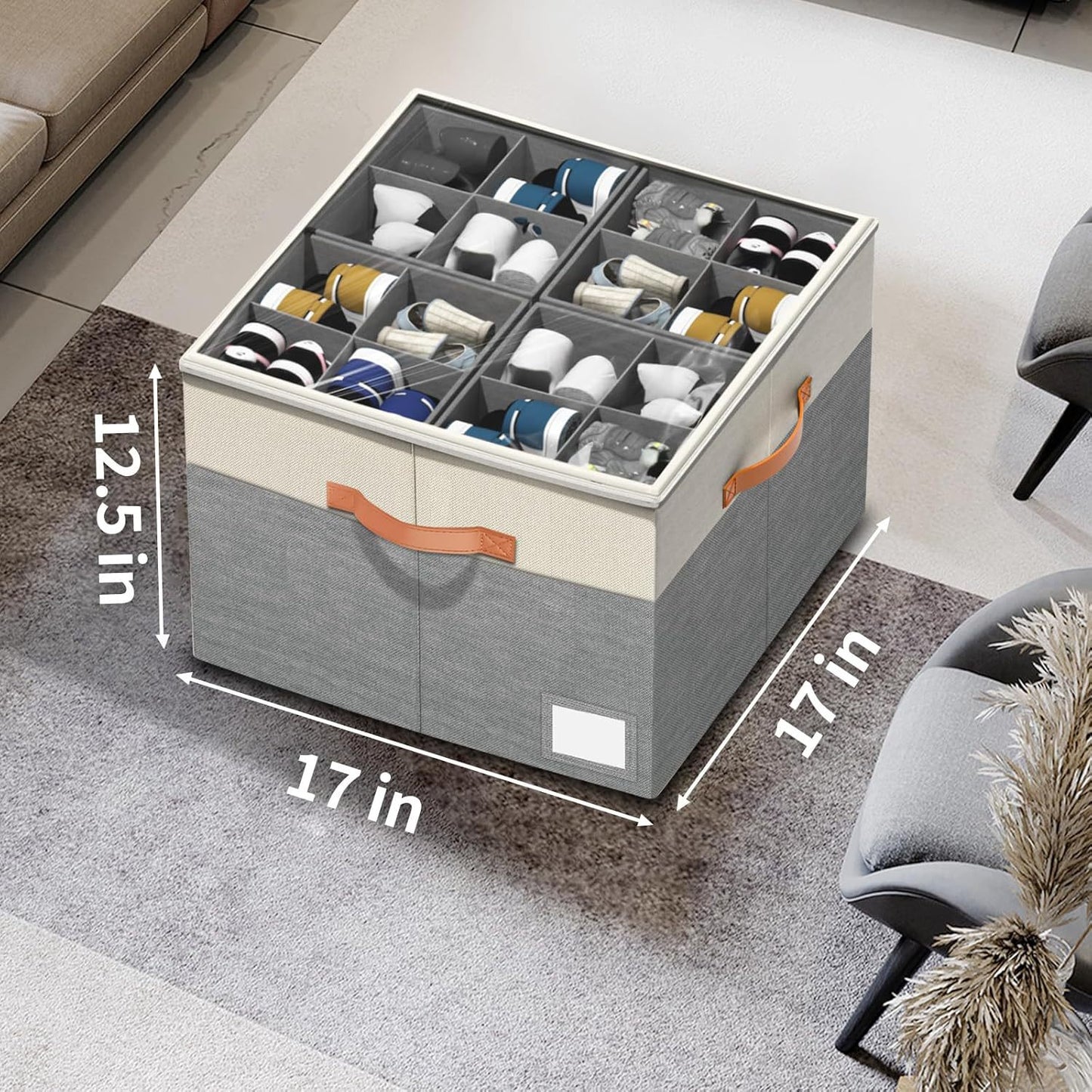 Foldable Transparent Shoe Storage Box with Multi-Functional Fabric Options