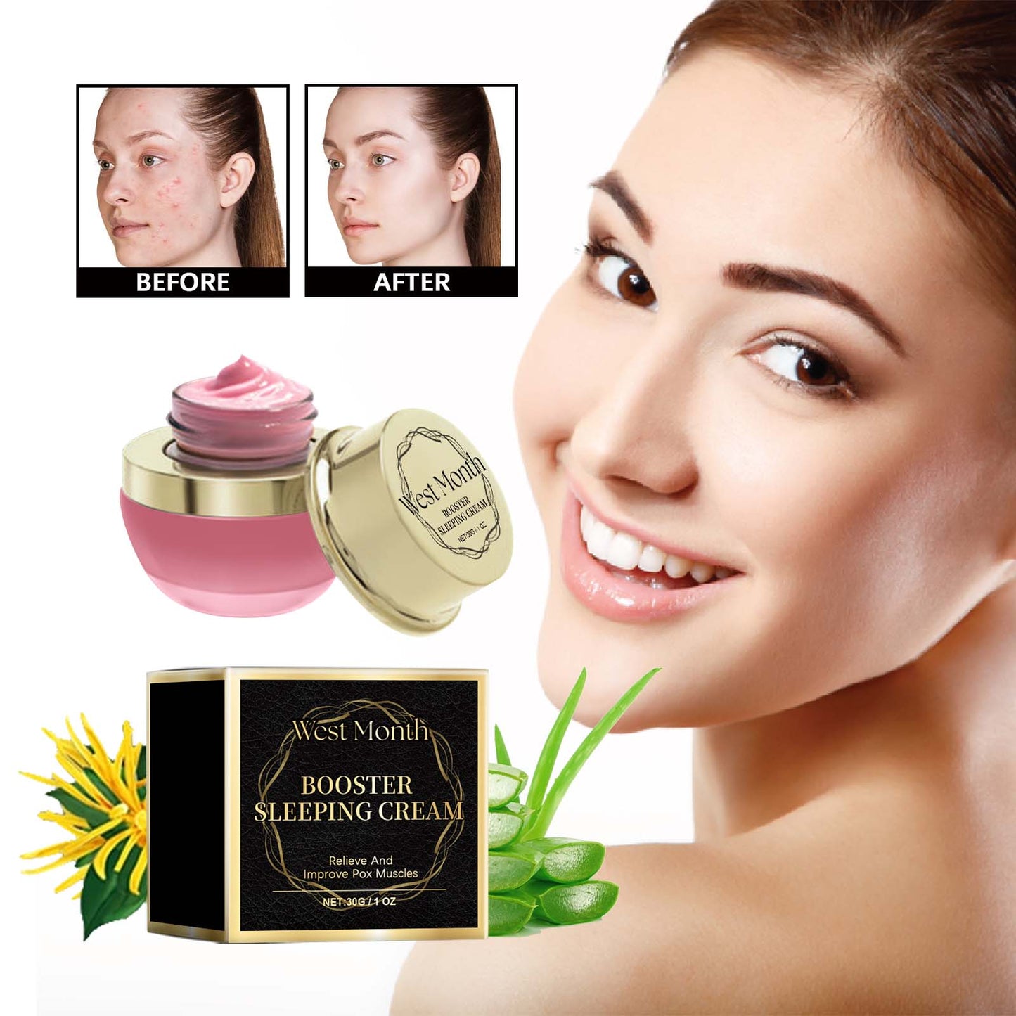 Booster Sleeping Face Mask - Hydrating, Brightening & Pore Refining Cream