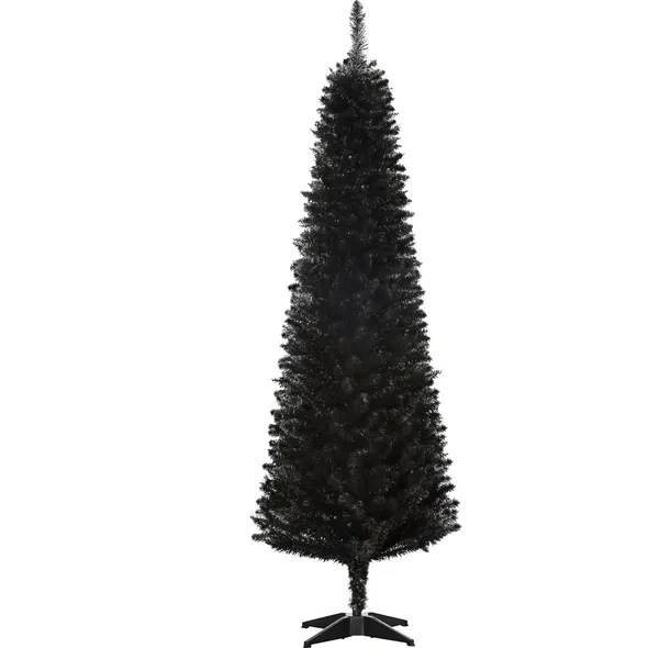 6 Ft Slim Artificial Pencil Christmas Tree with 390 Branch Tips - Black