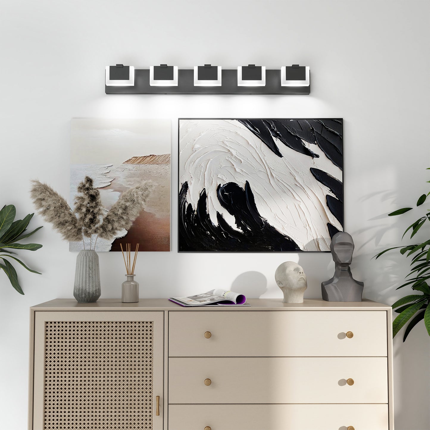 Modern Black LED Vanity Light Fixture - Up and Down Design