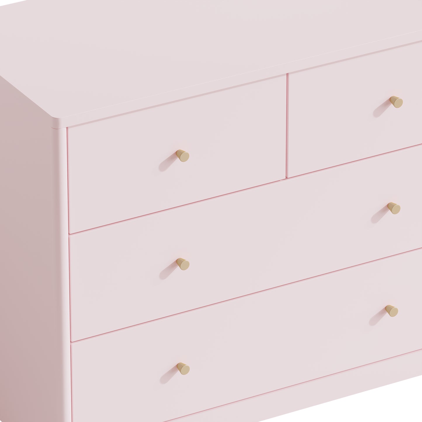 Pink 4-Drawer Wooden Kids Dresser - Modern Storage Cabinet