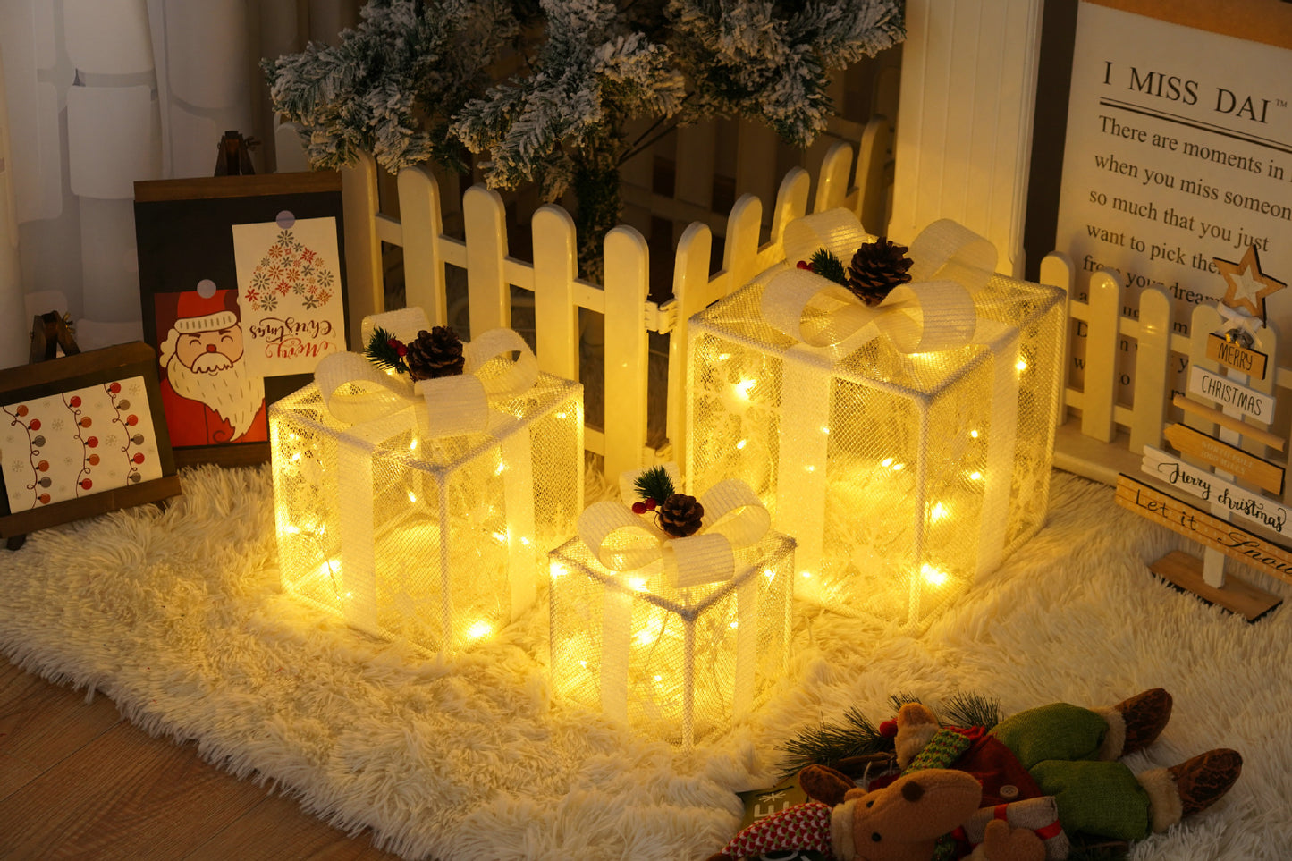 Remote Control Christmas Gift Box Lights - Holiday Decorative LED Set