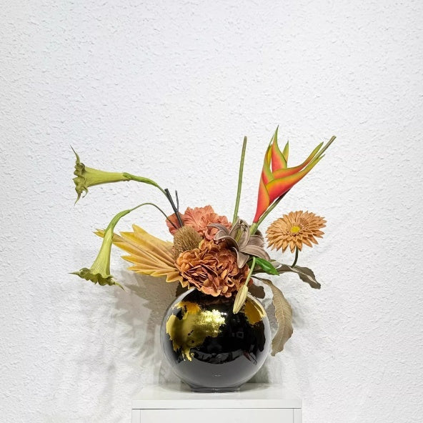 Gold-Plated Ceramic Vase 22x23cm Home Decor Flowerpot for Living Room