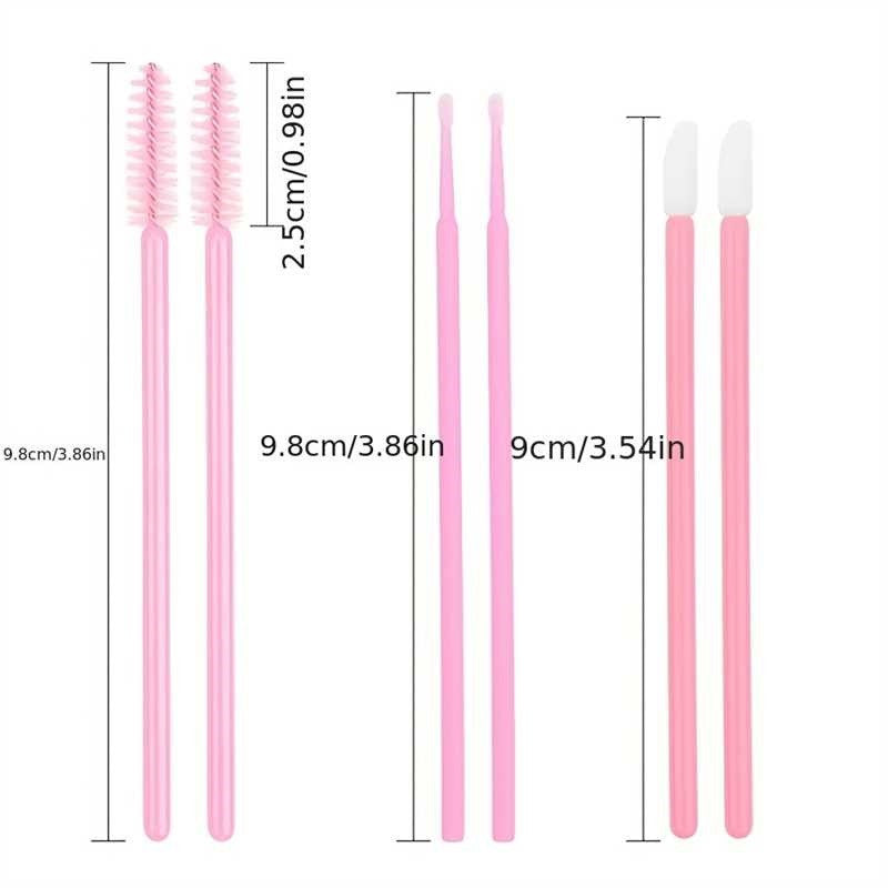 Disposable Lip Brushes & Cotton Swabs Set - Makeup Cleaning Tools, 200PCS