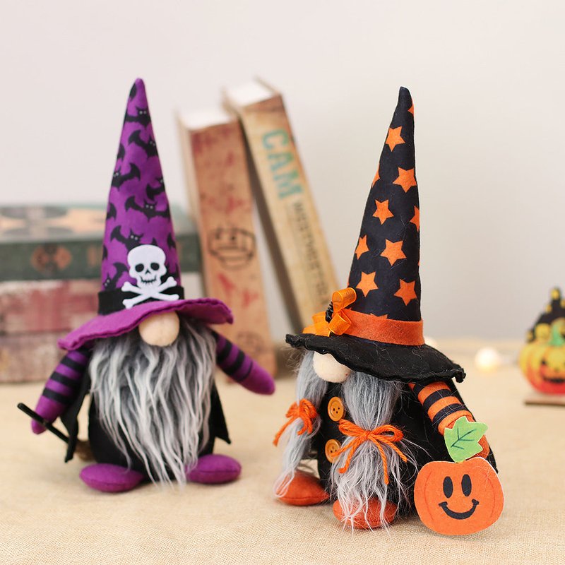 Cartoon Forest Man Doll Broom Ornament for Holiday Decor
