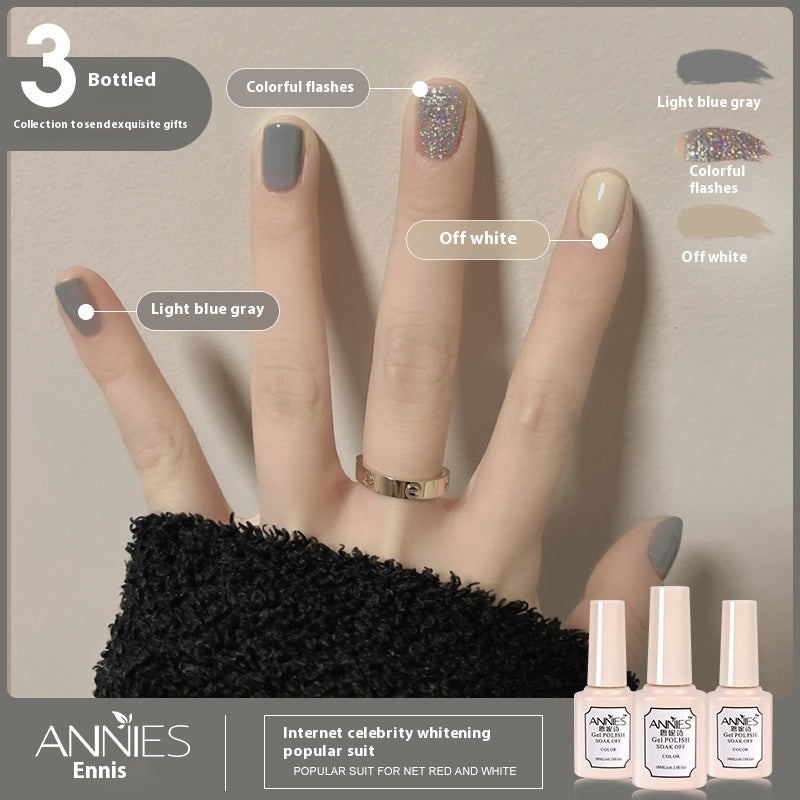 Three-Color Gel Nail Polish Set for Manicure - Nude, Purple, Orange