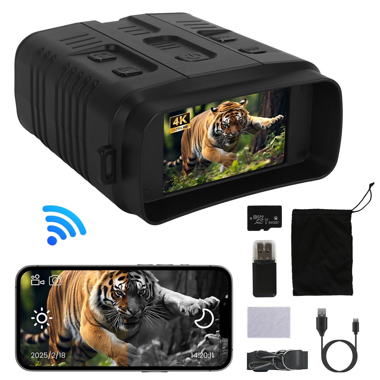 4K Night Vision Goggles with 10X Zoom & 2624ft Range