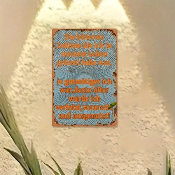 Rustic German Quote Metal Sign - 8x12 Inch Wall Decor