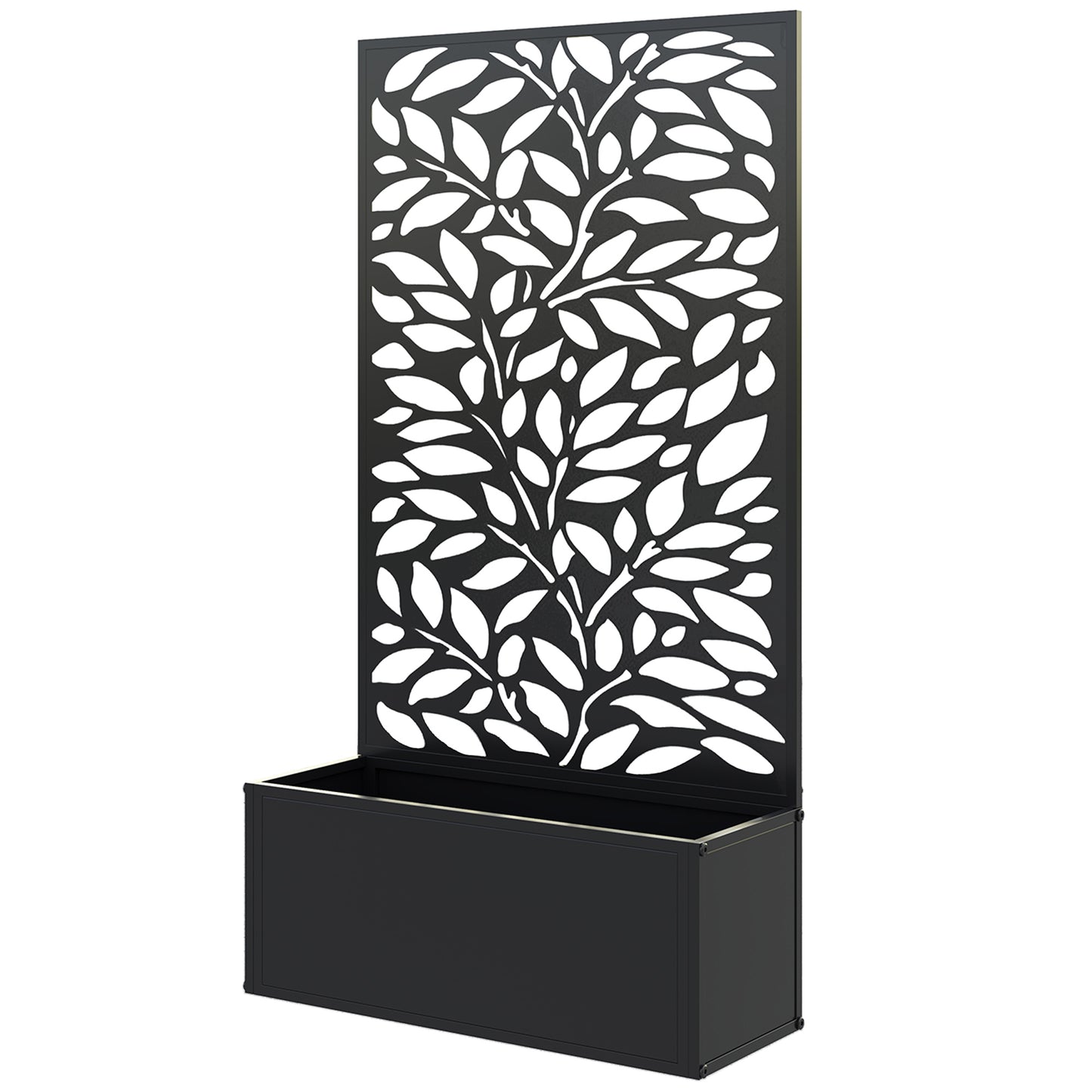 Metal Garden Bed with Trellis for Climbing Plants - Freestanding or Wall Mountable, Black, 960x680x65 mm