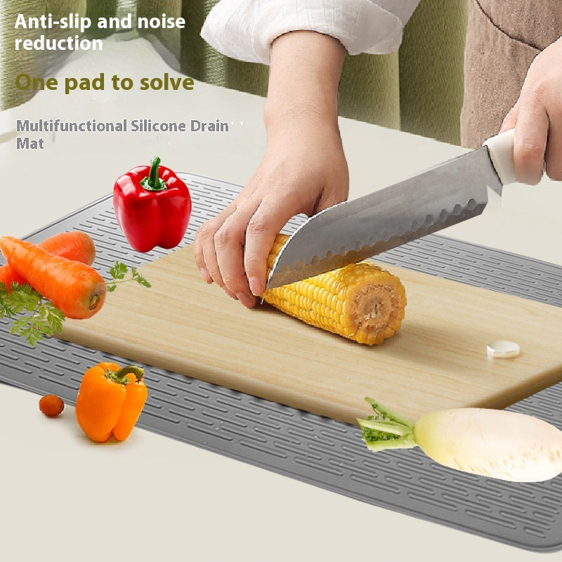 Silicone Draining Pad Non-Slip Heatproof Kitchen Mat - Multifunctional