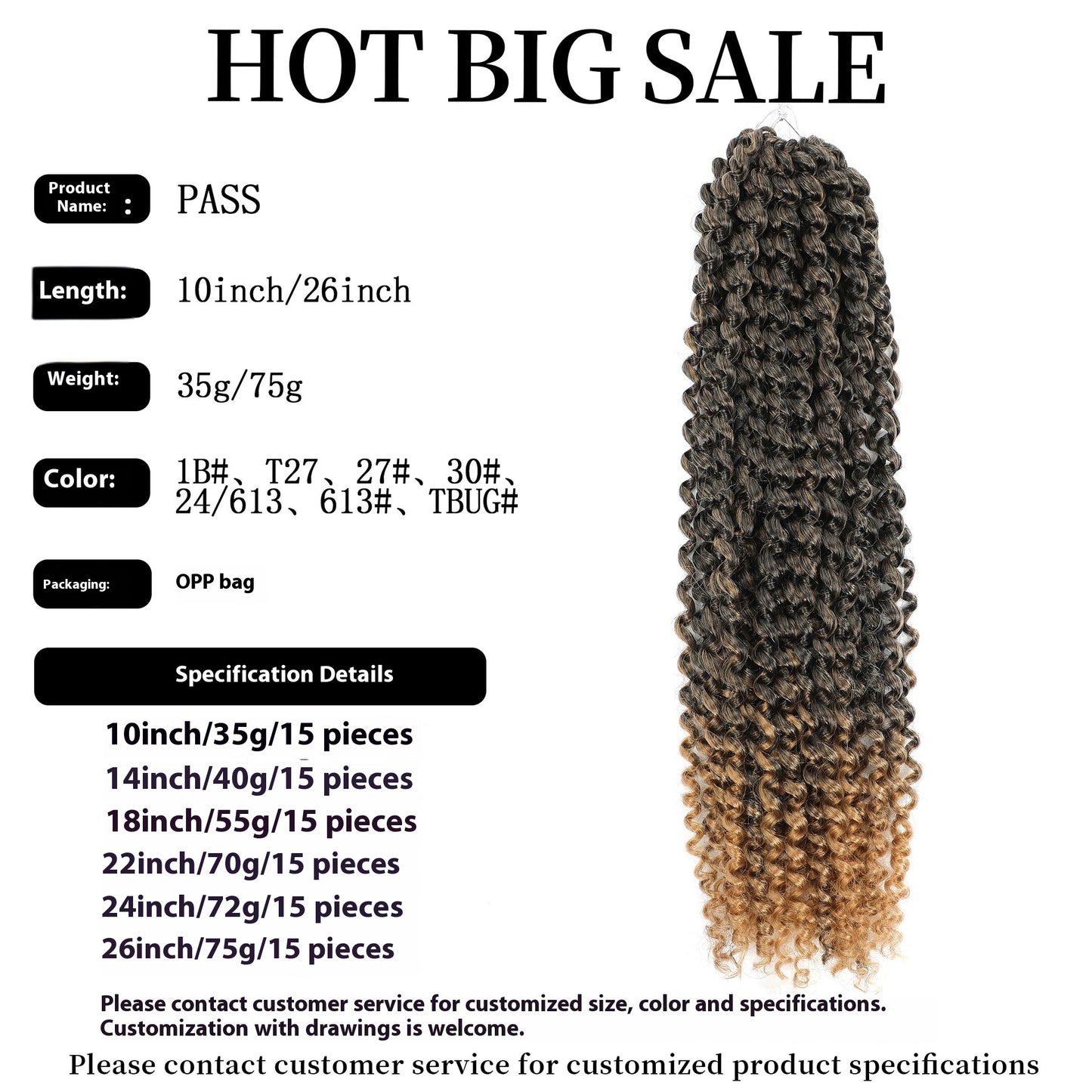 European & American Water Ripple Crochet Wig - Synthetic Double Strand Hair
