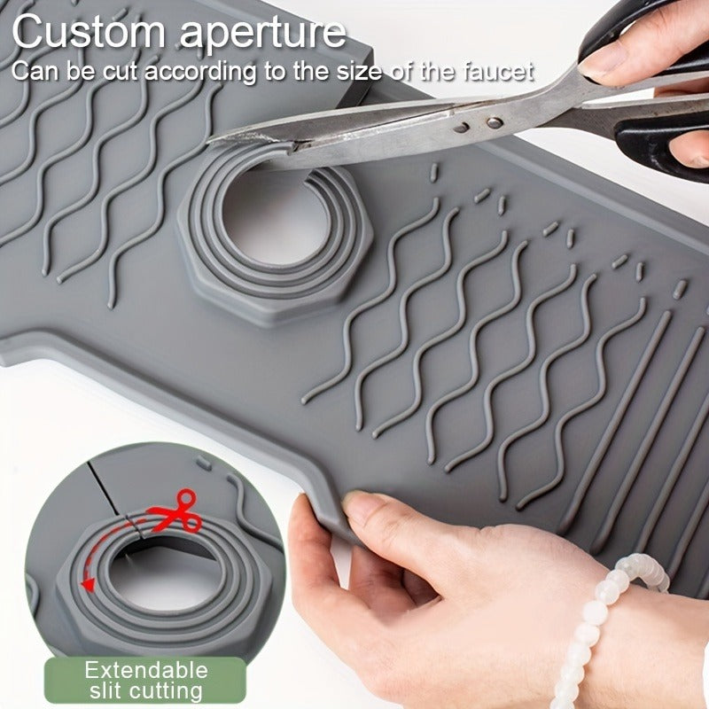 Non-Slip Silicone Self-Draining Kitchen Drain Board - Gray