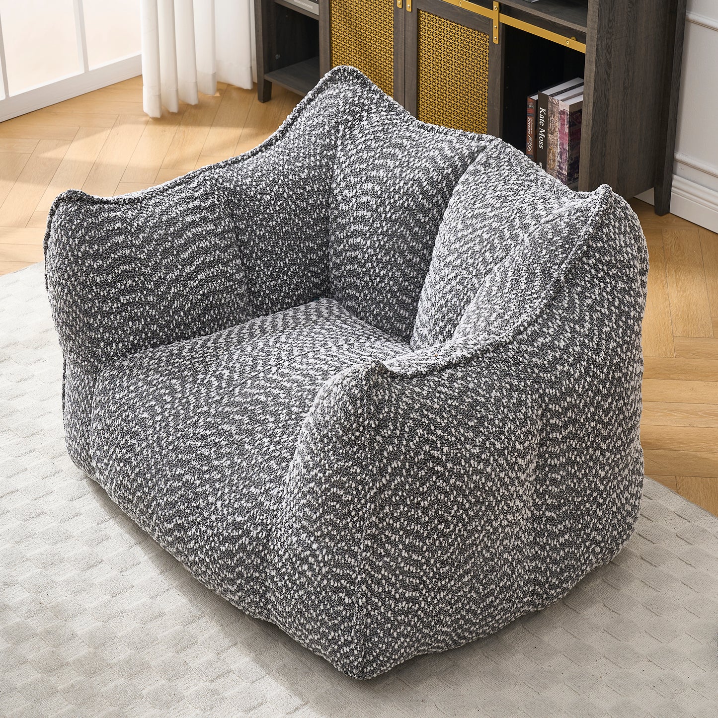 Comfortable Grey Bean Bag Sofa Chair for Living Rooms