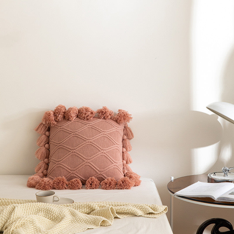 Tassel Knitted Throw Pillow Cover - Sofa & Chair Cushion Decor