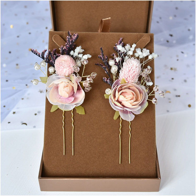 Bridal Headdress with Dried Flowers & Roses