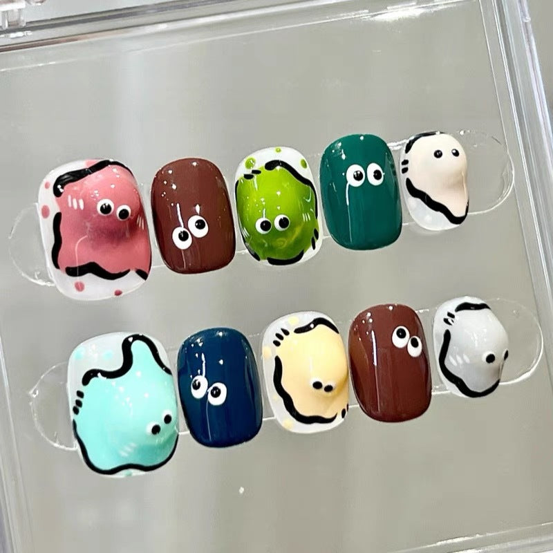 Funny Egg Puff Press-On Nails - Hand-Made 3D Nail Art