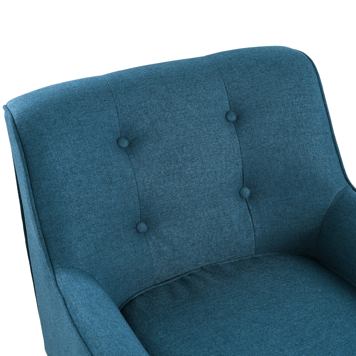 Mid-Century Modern Blue Accent Chair - Tufted Fabric with Wood Legs