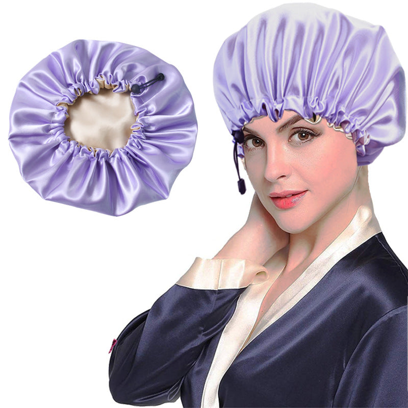 Silk Dual-Use Shower Cap for Adults - Soft Waterproof Chemotherapy & Bath Cap