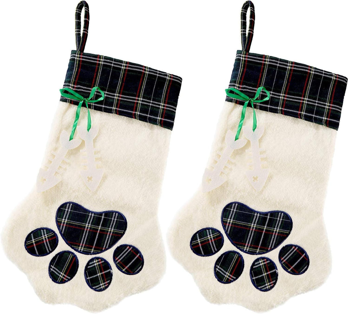 Buffalo Plaid Pet Stockings for Cats and Dogs - Christmas Hanging Decorations