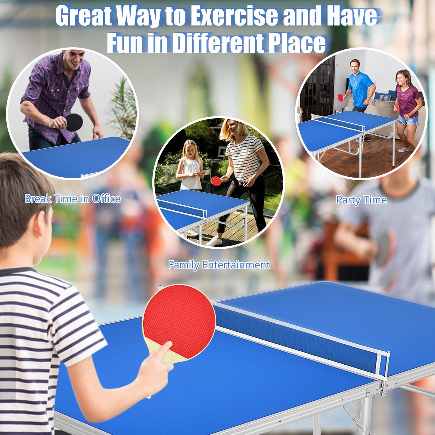 60-Inch Portable Folding Ping Pong Table with Accessories