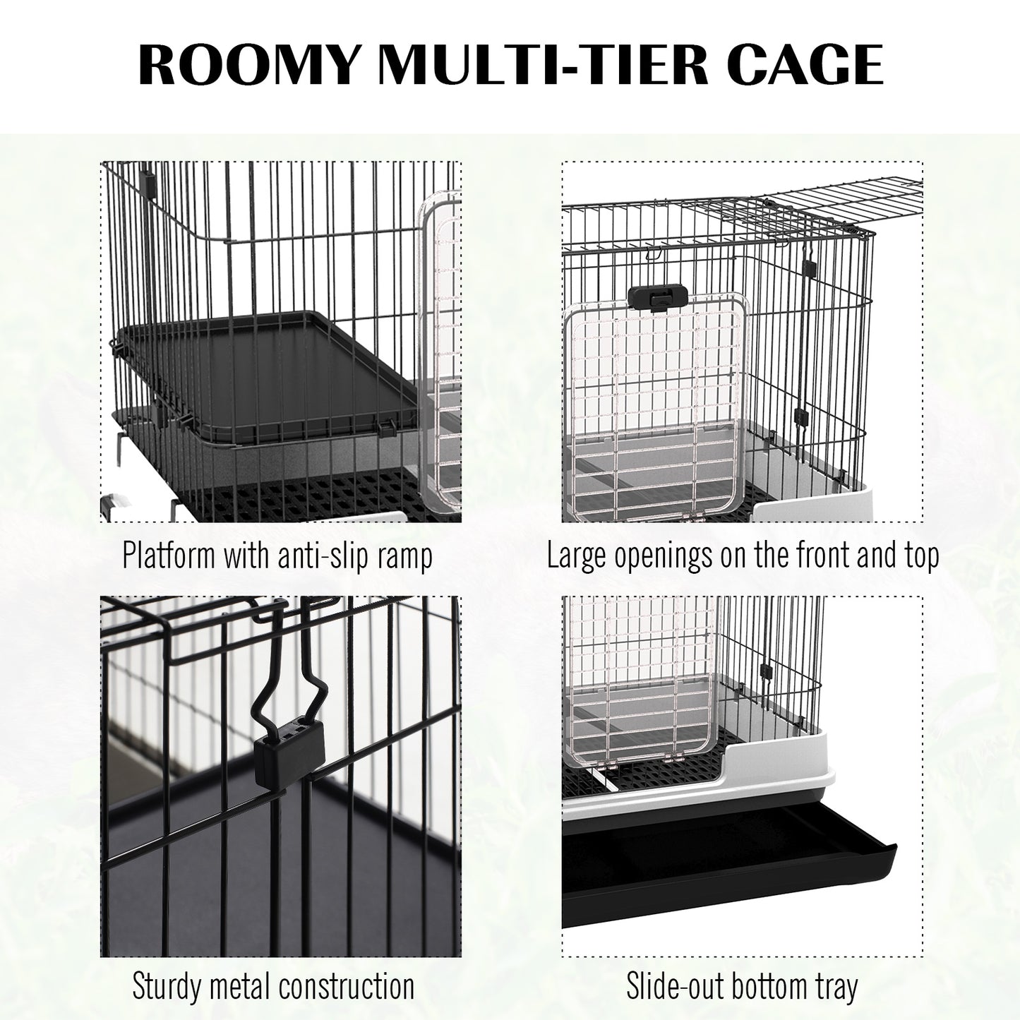 Small Animal Cage with Wheels & Removable Tray for Bunny, Ferret, Chinchilla
