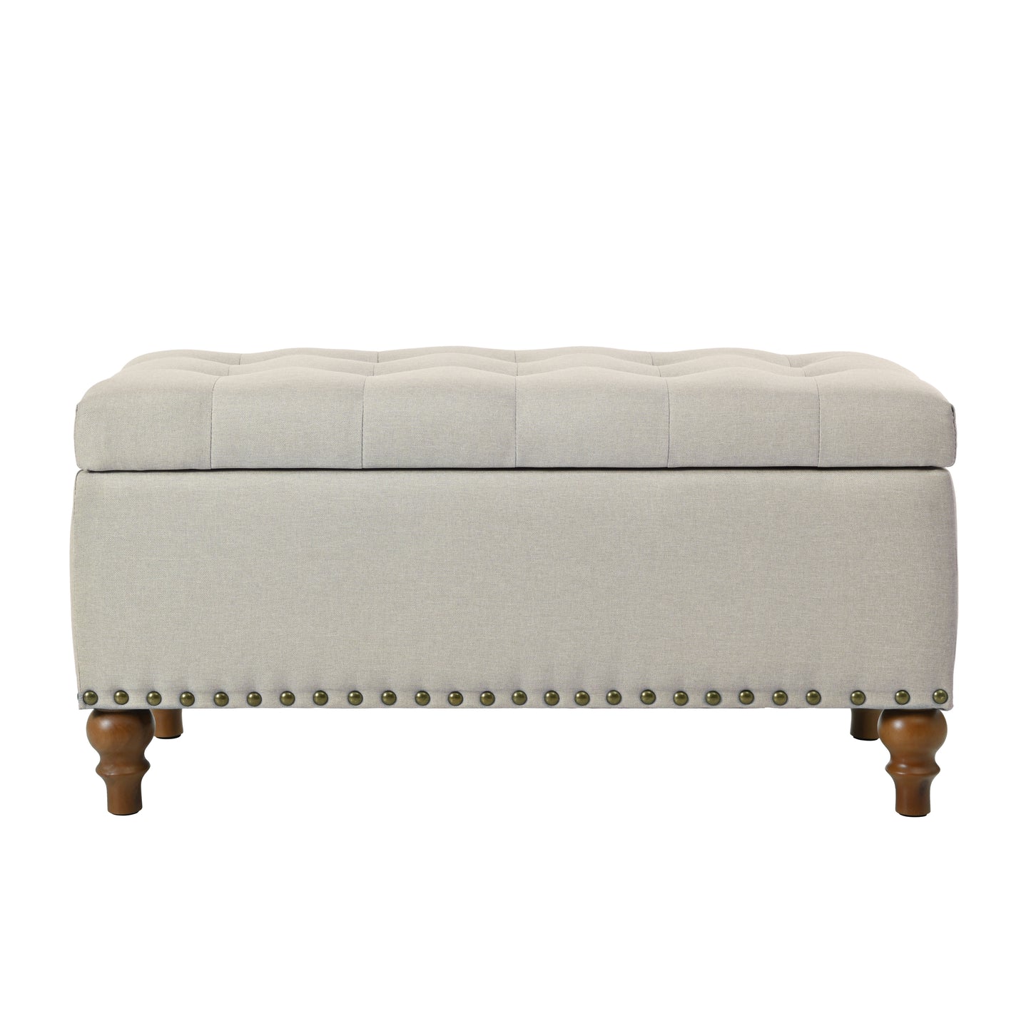 Ottoman Storage Bench, Recessed Support Hinge Top Easy To Open, Rivet