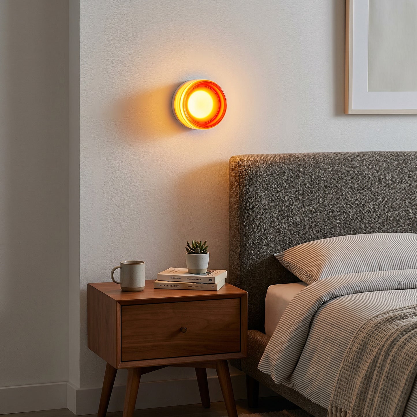 Minimalist Red Wall Light - Modern Round LED Fixture for Bathroom & Bedrooms