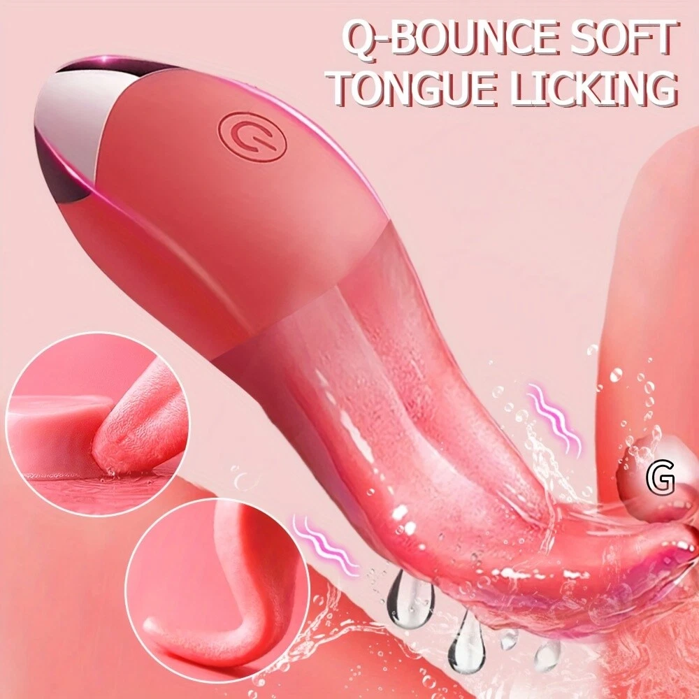 Tongue Licking Vibrating G-Spot Dildo Stimulator - Pink