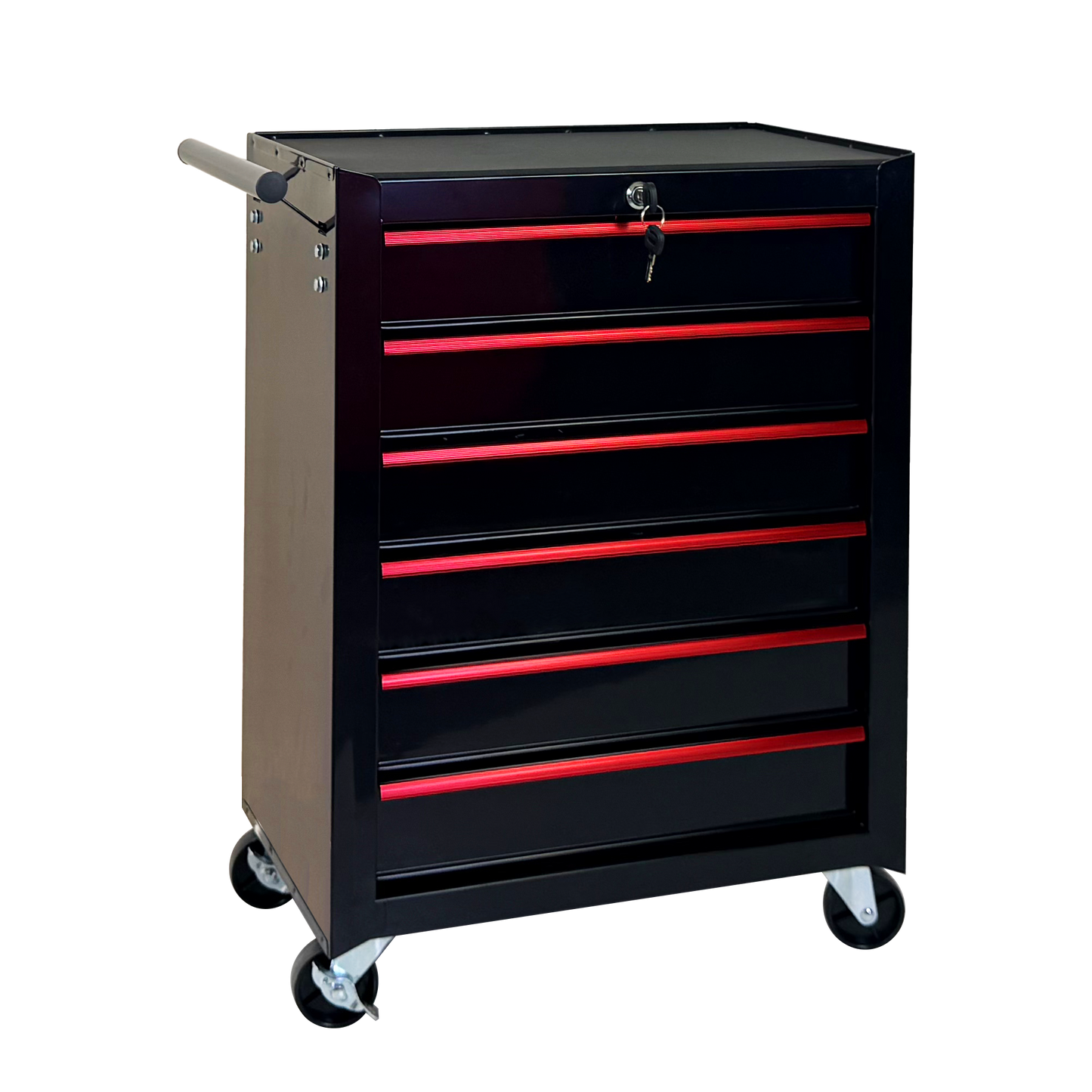 20-Inch Metal Rolling Tool Chest with 6 Drawers - Black Steel Storage Cabinet