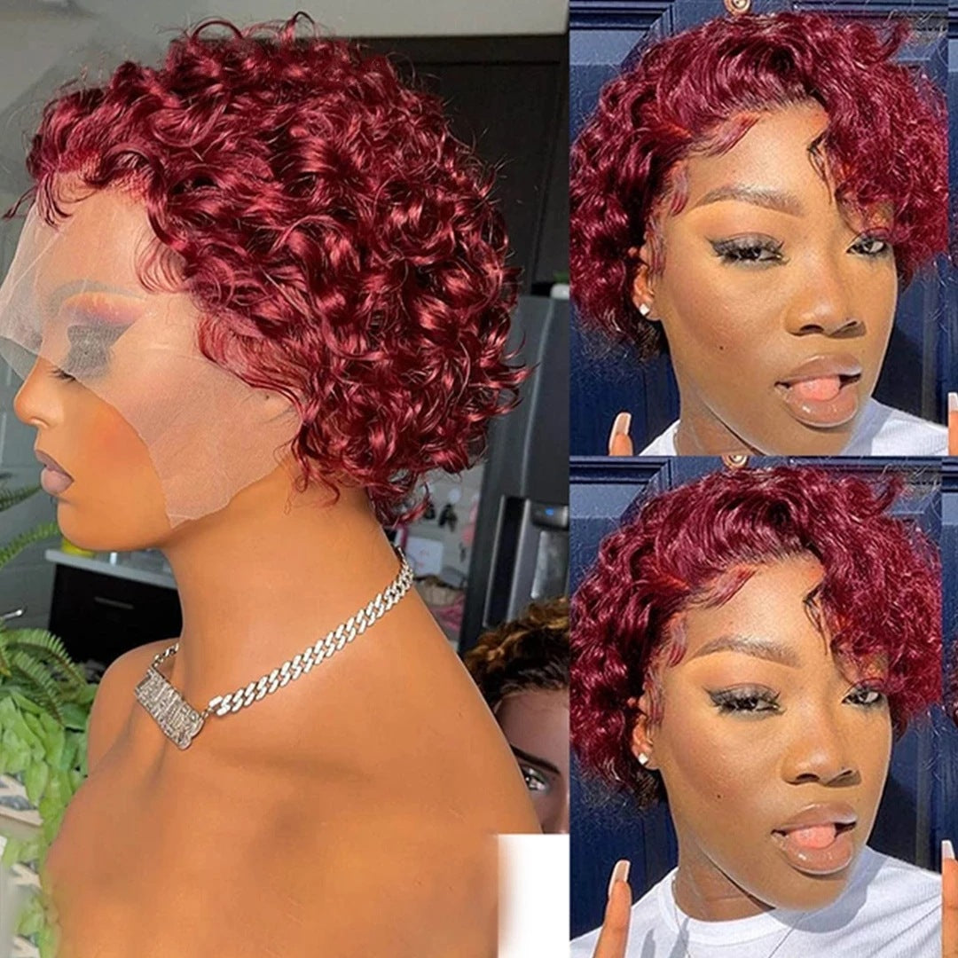 Wine Red Curly Synthetic Wig for Ladies - Short Exotic Hair Extension