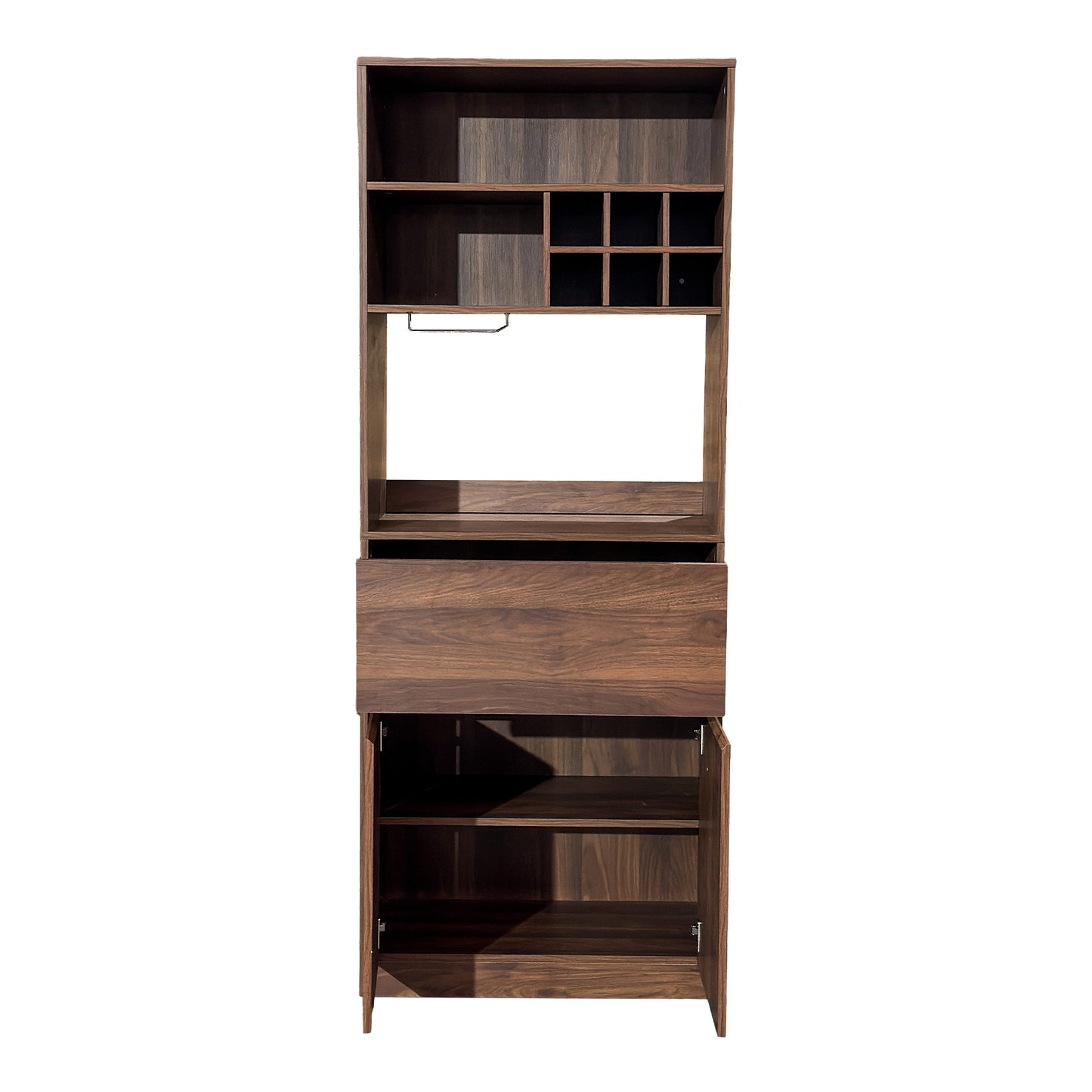 Walnut Kitchen Wine Cabinet - Multi-Functional Storage