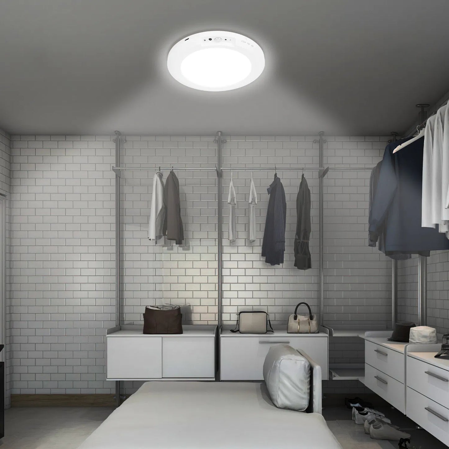 Rechargeable Magnetic Ceiling Light with Motion Sensor and Remote Control — Dimmable, 3 Color Temperatures