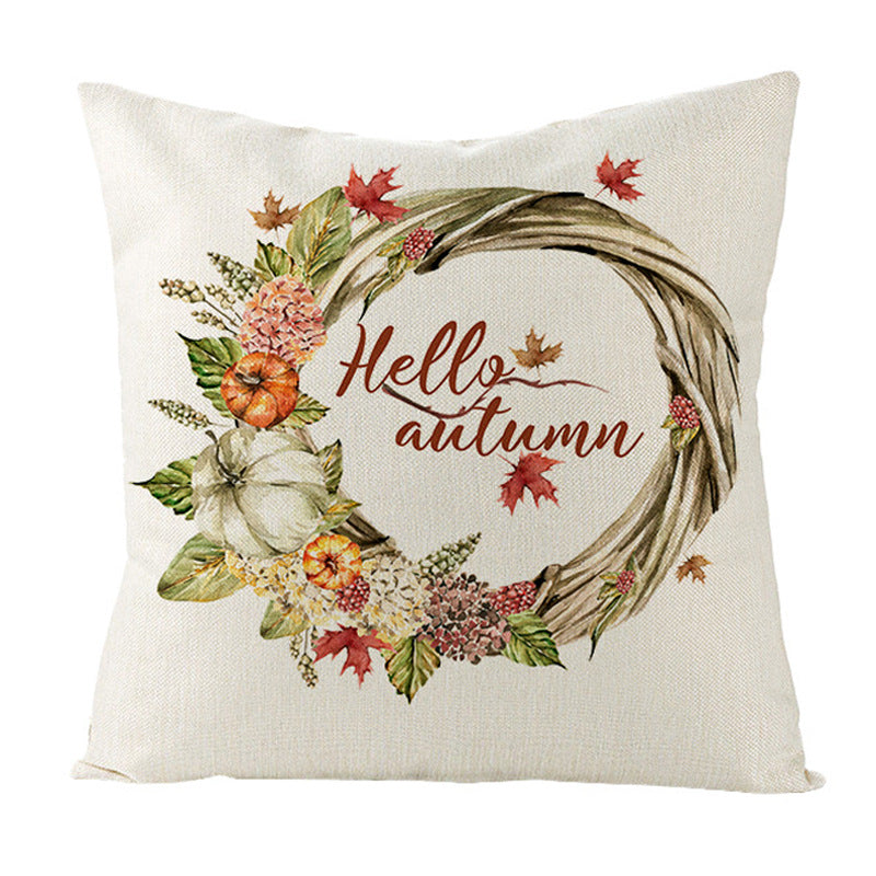 Christmas Pillow Cover Cartoon Letter Print Cushion Cover for Sofa & Office