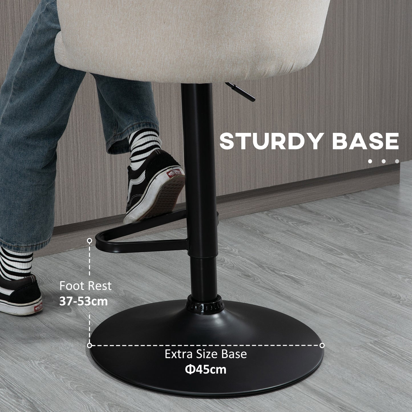 Modern Upholstered Adjustable Barstools with Swivel Seat, Linen Touch