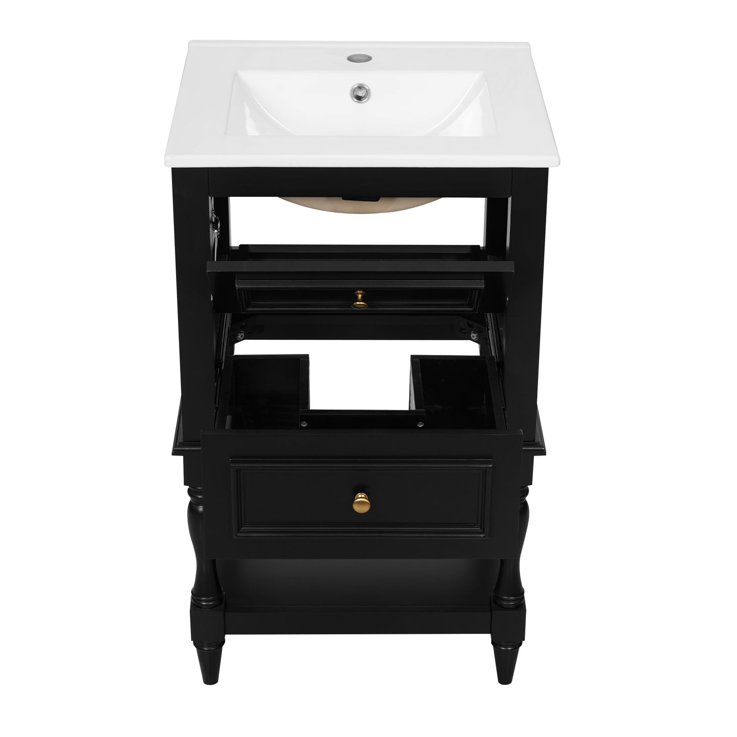 20'' Black Bathroom Vanity with Ceramic Sink & 2 Drawers