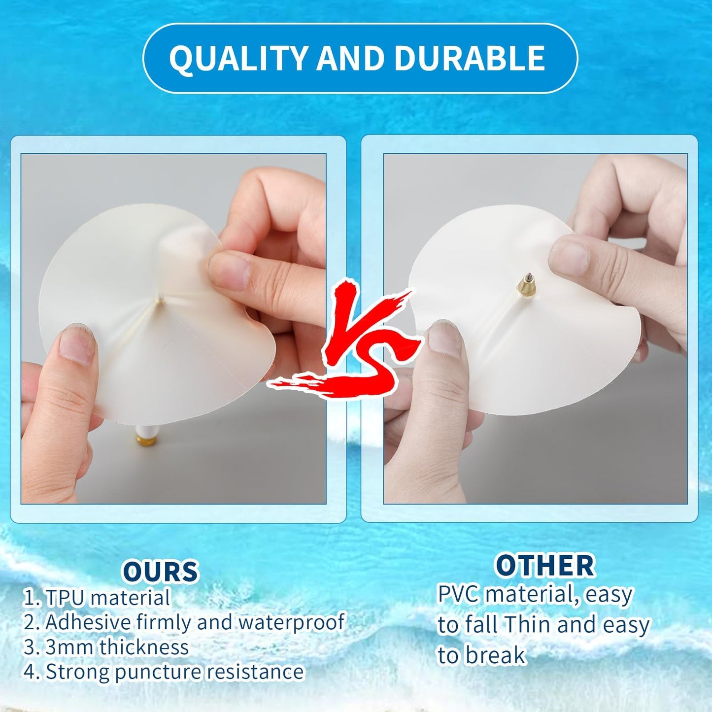 TPU Pool Patch Repair Kit - 10 Mixed Sizes for Inflatables