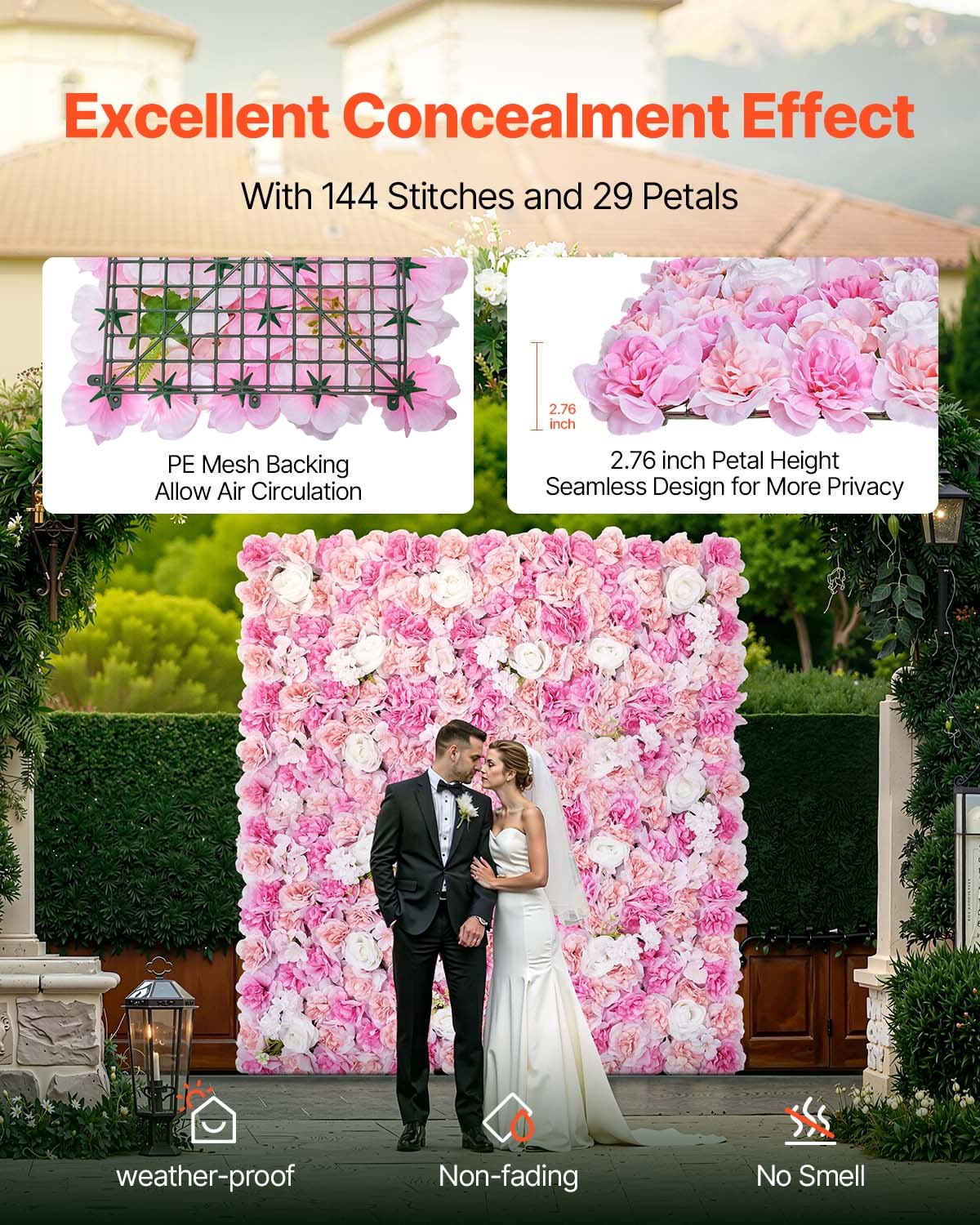 Pink 3D Flower Wall Panel 12-Pack - Artificial Floral Wall Covering for Wedding Privacy